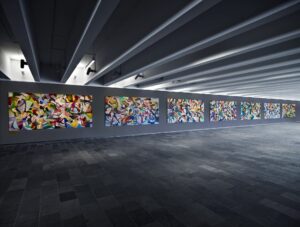 Seven Magic Moles, 7 paintings, each 165 x 350 cm, acrylic and oil on canvas, 2010. DTU. Ny Carlsbergfondet