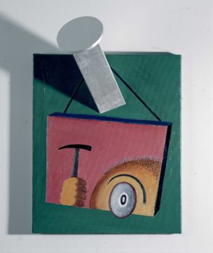 Sex Machine, 46 x 38 x 18 cm, acrylic and oil on canvas and MDF, 1997. Private Collection