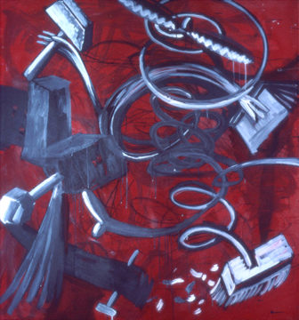 This Is Only A Temporary Place To Stay, no. 2, 170 x 160 cm, distemper on canvas, 1982. Destroyed
