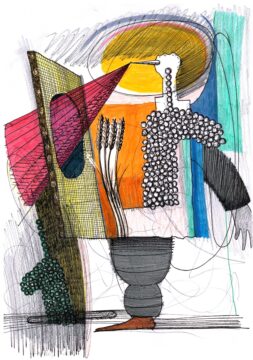 Harvester, 29,7 x 21 cm, pencil, pen, brush pen and color pencil on paper, 2022.
Private Collection