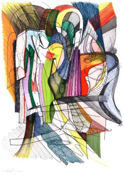 Spiritualized, 30 x 21 cm, pen, brush pen and color pencil on paper, 2023. Private Collection