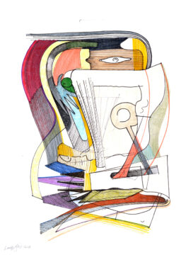 Cover, 29,7 x 21 cm, pen, brush pen and color pencil on paper, 2024.